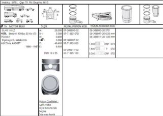PİSTON+SEGMAN 16SV C16NZ 1.6 8V VECTRA A ASTRA F KADETT E 79.00MM STD (1.2X1.5X3.0) resmi