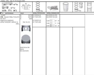 PİSTON+SEGMAN Z16XEP TWINPORT 1.6 16V ASTRA H ASTRA G VECTRA C 79.00MM STD (1.2X1.2X2.0) resmi