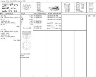 PİSTON+SEGMAN X20XEV 2.0 16V VECTRA B OMEGA B 86.50MM 050 (1.5X1.5X3.0) 136PS ECOTEC resmi