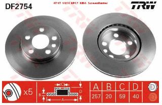 FREN DİSKİ ÖN SCUDO 96> / 806 94> EXPERT I 95> / JUMPY I 95> HAVALI 257MM resmi