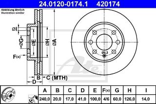 DİSK FREN AYNASI ÖN AD2616 CORSA-C 1.2 ABSLİ HAVALI 240MM resmi