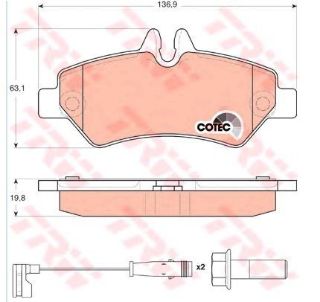 DİSK BALATA ARKA AP1722 CRAFTER LT35 50 OTOBÜS 2.5 TDI (06-) resmi