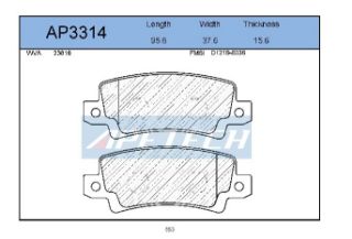 DİSK BALATA ARKA AP3314 COROLLA 1.4 1.6VVTI resmi