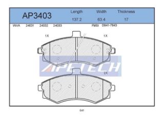 DİSK BALATA ÖN AP3403 ELANTRA (00-06) MATRİX resmi