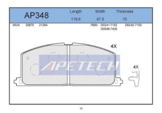 DİSK BALATA ÖN AP348 COROLLA (-95) CAMRY CORONA CARINA (-95) resmi