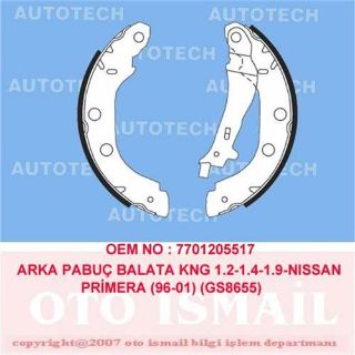 ARKA PABUÇ BALATA KNG 1.2 1.5DCİ 1.6 1.9 97 05 NİSSAN PRIMERA 1.6 1.8 2.0TD 96-01 228X42 resmi