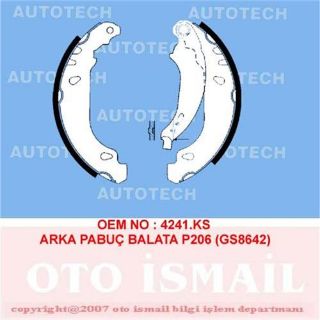 ARKA PABUÇ BALATA P206 1.4İ 1.6İ 1.4HDİ 1.9D 98 02 206 1.4 1.4HDİ 09 ABSSİZ ARAÇLAR 180X32 resmi