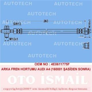 ARKA FREN HORTUMU AUDI A4 160001 ŞASİDEN SONRA resmi