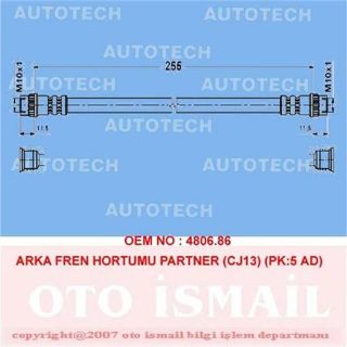 ARKA FREN HORTUMU PARTNER CJ13 PK:5 AD resmi