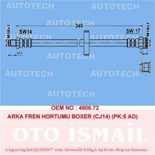 ARKA FREN HORTUMU BOXER CJ14 PK:5 AD resmi