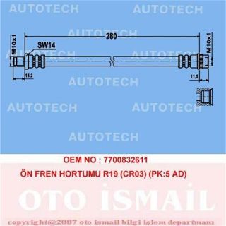 ÖN FREN HORTUMU R19 CR03 PK:5 AD resmi