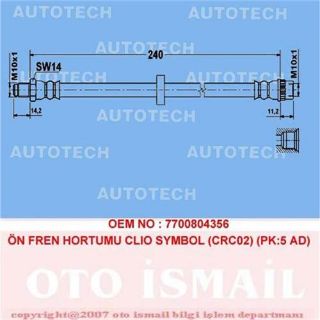 ÖN FREN HORTUMU CLİO SYMBOL CRC02 PK:5 AD resmi