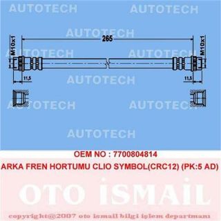 ARKA FREN HORTUMU CLİO SYMBOL CRC12 PK:5 AD resmi