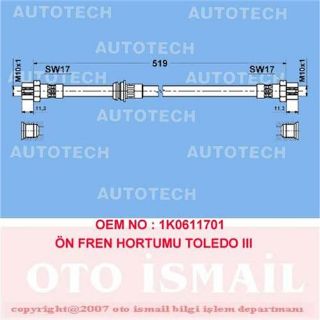 FREN HORTUMU ÖN 577MM GOLF VI 1.6TDI-1.4TSI-TOURAN 1.9TDİ-CADDY 1.6-1.9TDI-GOLF V 1.9TDI resmi