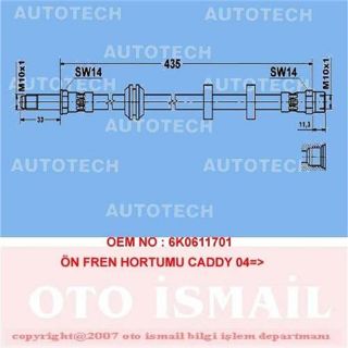 ÖN FREN HORTUMU CADDY II 1.4-1.4 16V 95-04 GOLF II 1.6 95-97 1.9 SDI-1.9 TDI 95-04 resmi