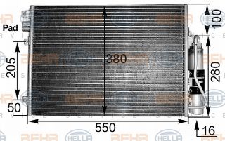 KLİMA KÖNDENSERİ KURUTUCU İLE CLİO II-KNG 97-01 1-2-1.4-1.5DCI-1.6-1.9 550X380X16 resmi