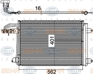 KLİMA KÖNDENSERİ KURUTCU İLE A3-LEON-TOLEDO-OCTAVIA-CADDY III-GOLF V-VI-JETTA IV-TOURAN 562X401X16 resmi