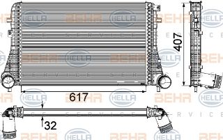 TURBO RADYATÖRÜ (617X407X32) A3 PASSAT PASSAT CC 2.0 TDI  08- CBBB CFGB CLLA   (ENO:8ML376746741) resmi