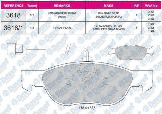 ÖN  FREN BALATASI MAREA 1.6 1.9 TD 96> MAREA WEEKEND 1.6 I 1.8 I 1.9 TD 96>BRAVA 1.9 D / TD 96>FISLI resmi