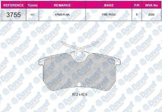 FREN BALATASI ARKA WVA 23353 FORD FİESTA 2012-> FİESTA V 05-08 FİESTA VI 2009-> FOCUS 98-05 DAW DBW DFW DNW resmi