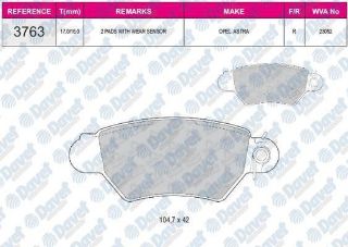 FREN BALATASI ARKA VWA 23052 OPEL ASTRA G 09/98-08/00 resmi