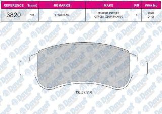 ÖN BALATA P206-P207-P307-PARTNER-BERLİNGO-C2-C3-C4-XSARA YM 03 ARKA DİSK BALATA DUCATO-BOXER 07 resmi