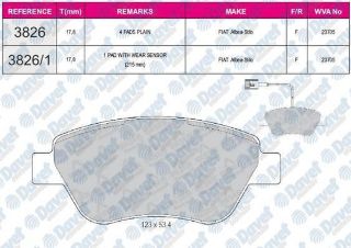 ÖN  FREN BALATASI LİNEA 1.3 STILO BRAVO SİENA PALİO ALBEA 1.2 / 1.4 / 1.6 / 1.9D MULTIJET 10 / 01> DOBLO 1.3D NEMO BİPPER FİORİNO FISSIZ resmi