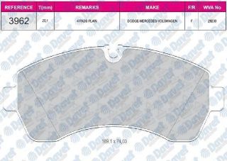 ÖN BALATA CRAFTER ÇİFT TEKER BALON TEKER 2.5 TDI 04/06 5.000KG SPRINTER 3 5 06.06 GDB1696 resmi