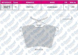FREN BALATASI ARKA WVA 24765 P308 1.4 1.6 16V 2.0HDI 16V 2007 resmi