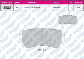 FREN BALATASI ARKA WVA 24320 HYUNDAİ ACCENT ERA 07-11 I20 08-15  I30 07-12 IX20 10-> IX35 10-> SONATA 10-14 CEED 06-12 CERATO 08-> RİO 05-> SPORTAGE 04-11 resmi