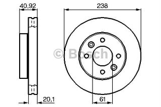 ÖN FREN DİSKİ HAVALI 238 MM (RENAULT: R21-KANGOO-CLIO 1.4 1.5 1.9) -*5- resmi