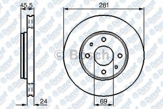 ÖN FREN AYNASI ADET CARİSMA 95/6.06 VOLVO S40 1.6 1.8 1.9 2.0 T 95/04 V40 95-04 281X24X4DL resmi