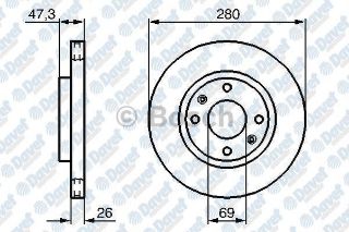 ÖN FREN AYNASI ELANTRA II 00 SONATA IV 2.0İE 16V-2.7İE V6 01-04 280X26X4DLXHAVALI resmi
