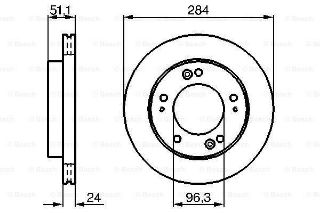 FREN DİSKİ. ÖN. 284 /24-22.4 MM . HAVA KANALLI 0986479127 resmi
