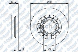 FREN DİSKİ ARKA TRANSİT V184 06> TRANSİT V347 06> ÇİFT TEKER ARKADAN ÇEKİŞLİ DÜZ 280MM resmi