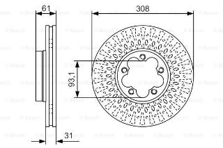 ÖN FREN DİSK 308MM 5 BİJON KARBON ALIŞIMLI ÇİFT TEKER TRANSİT 2.2 TDCI V363 13> resmi
