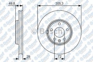 ÖN FREN AYNASI ADET TRAFİC-VİVARO-PRIMASTAR 01 1.9 D-DTI 16V-2.5DTI 305.5X28X5DLXHAVALI 0986479078 resmi