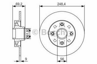 FREN DİSKI ARKA 249MM CITROEN C4 04> P207 06> P307 00> DS3 09> C3 PICASSO resmi