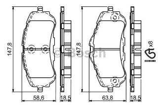 ÖN BALATA 308 II 1.2 VTİ-1.2 THP-1.6 HDİ-2.0 HDİ 13 FREN DİSKİ ÇAPI 283MM İÇİN resmi