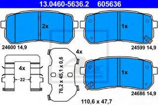 ARKA FREN BALATASI KİA CARNİVAL GRAND CARNİVAL III 2.2 CRDI 2.7 V6 2.9 CRDI 06=>H1 2.5 CRDI (01 04) resmi