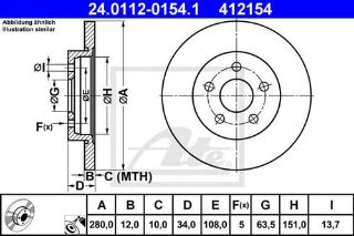 ARKA FREN DİSK AYNASI MONDEO III 00>07 JAGUAR X TYPE 01>09 OLCU: (280 X 34) resmi