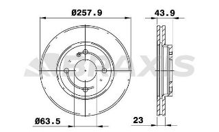 ÖN  FREN DİSK AYNASI FİESTA VI 1.0 / 1.25 / 1.4TDCI / 1.5TDCI / 1.6TDCI 08 /> HAVA SOGUTMALI OLCU: (258 X 23 X 4DLX HAVALI) resmi