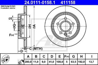 ARKA FREN DİSK AYNASI YENI CONNECT CHC 1.6 /1.5 TDCI  15> C-MAX 12>  KUGA II 13>20  GRAND C-MAX (DXA/CB7, DXA/CEU)  DIS CAP  279,8 MM KALINLIK 11 MM MERKEZLEME CAPI  63,5 MM YUKSEKLIK  50,8 MM  5 DELİK resmi