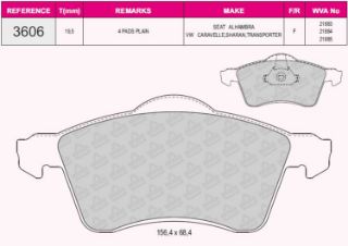 ÖN BALATA GALAXY 95-06 ALHAMBRA 00-10 SHARAN 1.9-2.0İ-2.3-2.8İ TDI 95-10 GDB1204 resmi