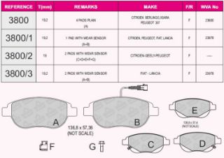ÖN BALATA P207 02/06 P307 08/00 DOBLO 01 PART 04/03 BERLİNGO 10/00 C3 03/02 C4 11/04 XSARA 00 resmi