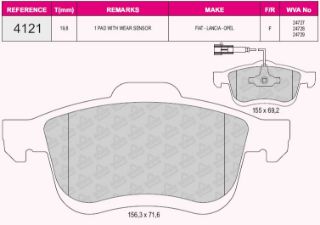 ÖN BALATA DOBLO 1.4 1.3D 1.6D 2.0D 10 COMBO 1.4 12 1.3CDTİ 12 1.6CDTİ 12 2.0CDTİ 12 resmi