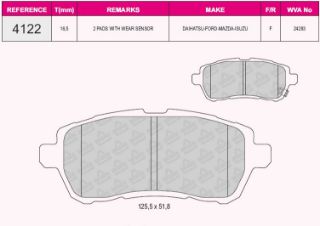 ÖN BALATA FİESTA VI 1.4-1.4TDCİ 1.6 TDCI 08 SWİFT 10 JUSTY 07 MAZDA II 07 SIRİON 08 resmi