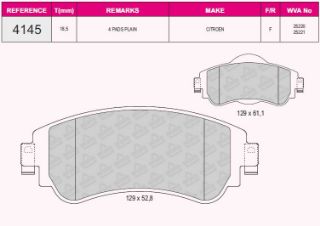 ÖN BALATA C4 B7 1.4 VTI 09 C4 1.6 HDI 11/2009 DS4 1.6 HDI 1. 4.2011 resmi