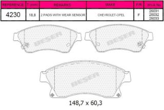 ÖN BALATA 15 INC ASTRA J 1.3 CDTI-1.4-1.4 TURBO-1.6 1.7 CDTİ 2.0CDTİ 10 AVEO 11 CRUZE 11 resmi