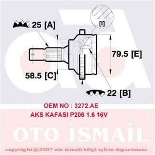x AKS KAFASI DIŞ P206 1.6 16V 00 resmi